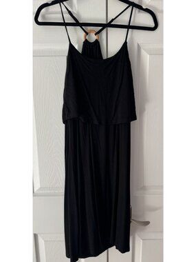 Veronica M Black Sleeveless Racerback Mini Tank Dress Sundress, XS